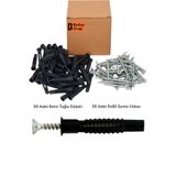 BRATİ HAND TOOLS Vida ve Dübel Seti 50 Adet 5x60 mm Sunta Vidası ve 50 Adet 8mm Siyah Tuğla Beton Boşluk Dübel