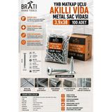 Brati Hand Tools Yhb Matkap Uçlu Akıllı Vida Metal Sac Vidası 3,9X38 ( 100 Adet)3.9X38 Akıllı Yhb Vida