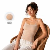 Bratique | İp Askılı Sütyenli Pamuklu Pedli Kadın Atlet 63E49 (Ten Rengi, 2XL)