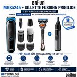 Braun 17'si 1 Arada Erkek Bakım Seti + Gillette Fusion5 Proglide + Philips Kulak-Burun Tüy Kesme Makinesi - Philips Kulak + Burun Kıl Kesme HEDİYE
