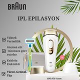 Braun 400.000 Atımlı 2 Başlıklı IPL Epilatör Kuru Kullanım İçin Beyaz Tasarım Çanta ile