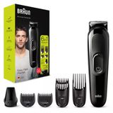 Braun 6'Sı 1 Arada Sakal Düzeltici, Saç Ve Burun Düzeltici İle Sakal, Yüz Ve Saç Düzeltici, Ömür Boyu Keskin Bıçaklı 5 Ek Parça Erkekler İçin Hediyeler Mgk3235 Siyah Tıraş Makinesi
