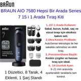 Braun Aıo 7580 Hepsi Bir Arada Series 7 15 I 1 Arada Tıraş Kiti + Gillette Fusion 5 Proglide 4'lü Yedek Tıraş Bıçağı - GİLLETTE FUSİON 5 4 LÜ HEDİYE