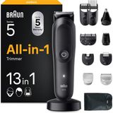Braun All-In-One Series 5,13'ü 1 Arada Çoklu Bakım,sakal Kesme Makinesi, Burun Kılı Kesme Makinesi, Yüz, Baş ve Vücut Için Kıl Kesme MAKINESI,120 Dakika Pil,14 (0,5-21 Mm),su GEÇIRMEZ,AIO5565,SIYAH