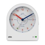 Braun Analog zaman öğretmeni çalar saat, erteleme ve sürekli arka plan ışıklı, sessiz kuvars hareketi, kolay okunur kadran, Crescendo bip alarmı, BC22TW modeli.