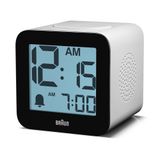 Braun BC25WP dijital çalar saat, erteleme fonksiyonu, pozitif LCD ekran, konuşulan ayar seçenekleri ve yükselen sinyal sesi, beyaz, model