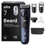 Braun Beard Trimmer Series 7, Erkek Elektrikli Sakal Kesme Makinesi, 6 Aksesuarlı, Ultra Keskin Problade Bıçak, 120 Dakika Pil Ömrü, Kablosuz Sakal Tıraş Makinesi, 40 Boy, Su Geçirmez, BT7520, Mavi