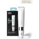 Braun Body Mini Trimmer BS1000 Vücut Tüy Kesme Makinesi + Düzeltici Tarak Pil ve Temizleme Fırçası - Beyaz - Standart