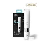 Braun Body Mini Trimmer BS1000 Vücut Tüy Kesme Makinesi + Düzeltici Tarak, Pil ve Temizleme Fırçası - Beyaz