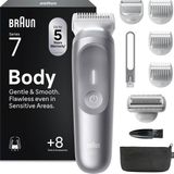 Braun Bodygroomer Series 7, erkek kablosuz vücut tıraş makinesi, BG7555, gri - özel bölge ve vücut için düzeltici, 100 dakikalık vücut kılı düzeltici. pil, su geçirmez, 8 aksesuar ve kutu içerir