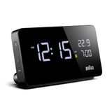 Braun Dijital çalar saat, LCD ekranlı, diğer cihazları şarj etmek için 2 x USB-C bağlantısı, saat ve tarih göstergesi, dokunmatik erteleme, hızlı set, siyah, model BC20B.