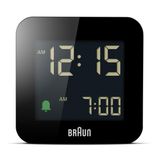 Braun Dijital seyahat çalar saati, erteleme fonksiyonlu, kompakt boyut, negatif LCD ekran, hızlı ayarlama fonksiyonu, siyah Crescendo alarmı, model BC08B