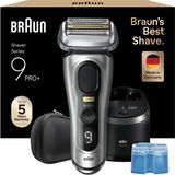 Braun Erkek Elektrikli Tıraş Makinesi Serisi 9 Pro+, 9567CC, Gümüş - Elektrikli Tıraş Makinesi, 5+1 Ultra Ince Bıçaklar, 60 Dakikalık Sakal Kesme Makinesi. Pil, Su Geçirmez, Almanya'da Üretilmiştir, Kılıf Dahil, 6'sı 1 Arada Smartcare Center