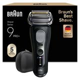 Braun Erkek Elektrikli Tıraş Makinesi Serisi 9 Pro+, 9600S, Siyah - 5+1 Ultra İnce Bıçaklı Elektrikli Tıraş Makinesi, 60 Dak. Pil, Su Geçirmez, Almanya'da Üretilmiştir, Kılıf Dahil, Temizleme Fırçası