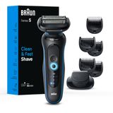 Braun Erkekler için Elektrikli Tıraş Makinesi, Seri 5 5120s, Islak ve Kuru Tıraş, Turbo Tıraş Modu, Folyo Tıraş Makinesi, Almanya'da Tasarlandı, Sakal Düzeltici ve Keseli, Mavi
