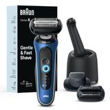 Braun Erkekler için Elektrikli Tıraş Makinesi, Seri 6 6177cc, Islak ve Kuru Tıraş, Turbo ve Nazik Tıraş Modları, Folyo Tıraş Makinesi, Mavi
