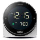 Braun Ertelenmiş dijital çalar saat, negatif LCD ekran, hızlı zaman ayarı için döner çerçeve, Crescendo bip alarmı, beyaz model, BC24W modeli.