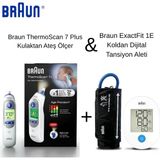 Braun ExactFit 1E Koldan Tansiyon Ölçer + ThermoScan 7 Plus Kulaktan Ateş Ölçer
