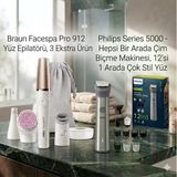 Braun Facespa Pro 912 Şarjlı Yüz Epilatörü 3’Ü 1 Arada Epilasyon Ve Cilt Bakım Seti Philips Series 5000 Hepsi Bir Arada, Yüz, Baş Ve Vücut I12'si 1 Arada