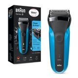 Braun Hassas Sakal Düzelticili Erkekler İçin Seri 3 Elektrikli Tıraş Makinesi, Erkekler için Islak ve Kuru Elektrikli Tıraş Makinesi, İngiltere 2 Pin Fiş, 310, Siyah/Mavi Jilet