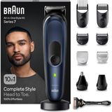 Braun Hepsi Bir Arada Giyotin Seti 7, 10'u 1 Arada Çoklu Bakım, Sakal Kesme Makinesi, Burun Kılı Kesme Makinesi, Yüz, Baş ve Vücut Için Saç Kesme Makinesi, 100 Dak. Pil, (3-21 Mm), MGK7421, Mavi