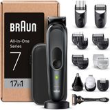 Braun Hepsi Bir Arada Seti 7, 17'si 1 Arada Çoklu Bakım, Sakal Kesme Makinesi, Burun Kılı Kesme Makinesi, Yüz, Baş ve Vücut Için Saç Kesme Makinesi, 100 Dakikalık Pil, 14 Boy (3-21 Mm), MGK7491, Siyah