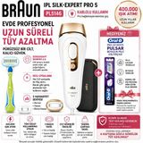 Braun Ipl Silk·expert Pro 5, Evde Tüy Alma PL5146 (Çanta- 2 Başlık ve Venus Tıraş Makinesi,ile Beraber)+ Oral B Pilli Diş Fırçası Hediye - Beyaz - Altın