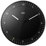 Braun Klasik Büyük Analog Duvar Saati, Sessiz Tarama Hareketi, Kolay Okunabilir, 30 cm Çap, Siyah, BC17B modeli.