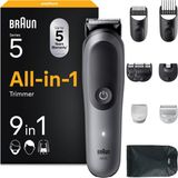 Braun Multigroom All-In-One Series 5, 9'u 1 Arada Kırpma Seti 5, AIO5545, Gri - Sakal Kesme Makinesi, Saç Kesme Makinesi, Yüz, Baş ve Vücut Için Saç Kesme Makinesi, 14 Boy, 120 Min. Pil, Su Geçirmez
