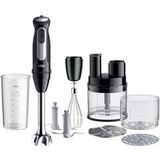 Braun MultiQuick 5 Pro MQ55755M, 25 hız kademeli el mikseri, Easy Click System Plus, 1000 W, siyah, mini mutfak robotu, doğrayıcı, çırpma teli, karıştırma ve ölçüm kabı (600 ml)