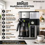 Braun Multiserve Kahve MAKINESI(KF9170SI )+ Dijital Mutfak Tartısı Hediye - Inox - Siyah
