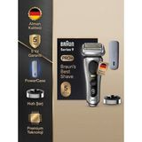 Braun Preimum Profesyonel Sakal Kesimi Sıfır Tıraş Titanyum Gövde Su Geçirmez Islak Kuru Kullanımlı Akıllı Sensörlü Erkek Tıraş Makinesi Series 9 Pro - Gümüş
