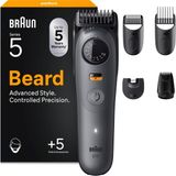 Braun Sakal Kesme Makinesi Serisi 5,erkekler Için 5 Aksesuarlı Elektrikli Sakal Kesme Makinesi, Ultra Keskin Bıçak, 120 Dakika Pil Ömrü, Kablosuz Sakal Tıraş Makinesi, 40 Boy, Su Geçirmez, BT5525, Gri
