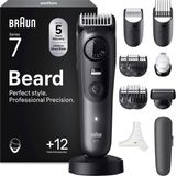 Braun Sakal Kesme Makinesi Serisi 7, Elektrikli Sakal Kesme Makinesi, 12 Aksesuarlı, Ömür Boyu Ultra Keskin Bıçak, 120 Dak. Pilli, Kablosuz Sakal Tıraş Makinesi, 40 Boy, Su Geçirmez, BT7545, Gri