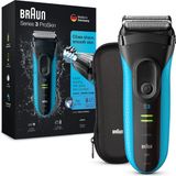 Braun Series 3 Proskin Elektrikli Tıraş Makinesi, Düzeltici, Erkek Elektrikli Tıraş Makinesi, Seyahat Çantalı, Erkeğe Hediye, Islak ve Kuru, Almanya'da Üretilmiştir, 3045S, Siyah/mavi
