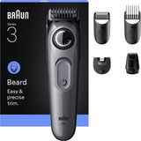 Braun Series 3 Sakal Düzeltici – 40 Uzunluk Ayarı, 0,5 mm Precisionwheel, Ultra Keskin Bıçak, Skinguard, 5 Aksesuar, 50 Dk Kablosuz Kullanım, Yıkanabilir Başlık, Saç ve Sakal Şekillendirici BT3560
