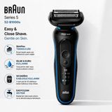 Braun Series 5 Mavi Elektrikli Tıraş Makinesi, Islak ve Kuru Kullanım, Kablosuz ve Folyo Başlık 52-B1000S