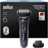 Braun Series 6 Erkekler Için Elektrikli Tıraş Makinesi,60 Dakikalık Tıraş Makinesi. Pil Ömrü, Hassas Düzeltici Ataşmanı, Erkekler Için Kablosuz Islak ve Kuru Tıraş MAKINESI,62-G1200SI, Gri