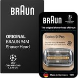 Braun Series 9 Pro Elektrikli Tıraş Makineleri Için Başlığı, Braun Erkek Tıraş Makineleri Series 9 Pro, 94M, Krom, 1'li Paket, Baskısız Karton Ambalaj Için Üreticiden Orijinal Yedek Tıraş Parçası