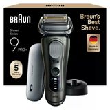 Braun Series 9 Pro+ Elektrikli Tıraş Makinesi, 5+1 Ultra Ince Hassas Bıçaklar, Pro Sensoadapt, 60 Dakikaya Kadar, Powercase, Şarj Standı, Erkekler Için Islak ve Kuru Tıraş Makinesi - 9625S, Grafit