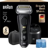 Braun Series 9 Pro+ Erkek Elektrikli Tıraş Makinesi, 5 Pro Tıraş Parçalı , Uzun Saç Kesme Makinesi Protrimmer ve Temizleme Istasyonu, 60 Dakika Çalışma Süresi, Almanya'da Üretilmiştir, 9560CC, Siyah