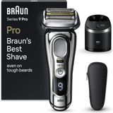 Braun Series 9 Pro Premium Elektrikli Tıraş Makinesi, 4+1 Tıraş Başlığıyla, Erkek Elektrikli Tıraş Makinesi, Prolift Düzeltici, 5'i 1 Arada Temizleme Istasyonu, Islak ve Kuru, 9486CC, Krom