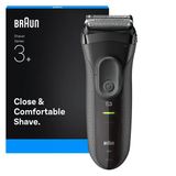 Braun Serisi 3+ Elektrikli Tıraş Makinesi, 3 Esnek Bıçak, Güçlü Microcomb, Almanya'da Üretilen Erkekler İçin Kuru Tıraş Makinesi, 3000S, G