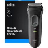 Braun Serisi 3+ Elektrikli Tıraş Makinesi, 3 Esnek Bıçak, Güçlü Microcomb, Almanya'da Üretilen Erkekler Için Kuru Tıraş Makinesi, 3000S, Gri