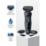 Braun Sıfır Tıraş Su Geçirmez Islak ve Kuru Kullanıma Uygun Ergonomik Tutuşlu Şarjlı 2 Parça Tıraş Makinesi Series 5 - Mavi