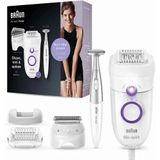 Braun Silk Epil 5 5825 Beyaz - Mor 3'ü 1 Arada Kablolu Kuru Kullanım Epilatör