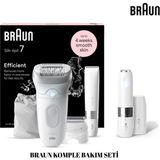 Braun Silk Epil 7 7-441 Beyaz Epilatör + Braun FS1000 Entegre Işıklı Mini Yüz Tüy Alıcı