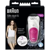 Braun Silk-Épil 5 5531 Islak ve Kuru Kablosuz Epilatör 28 Cımbızlı Yıkanabilir Başlık ile Pembe