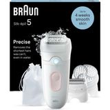 Braun Silk-Épil 5 Kadın Epilatörü,uzun Süreli Epilasyon Için Tüy Dökücü, Kadın Tıraş Makinesi, Su Geçirmez - Düzeltici Aparatı ve Peeling Aparatı Içerir, Made In Almanya - 5-060, Beyaz/flamingor Pembe