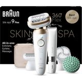 Braun Silk-Épil 9 Flex Skinspa Kadın Epilatörü,hepsi Bir Arada Set, Uzun Süreli Tüy Alma Için Tüy Çıkarıcı, Bayan Tıraş Makinesi, Su Geçirmez - Dahil. Mini Vücut Tıraş Makinesi - 9-481 3d, Beyaz/altın